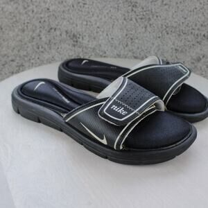 Nike Black White Comfort Footbed Adjustable Athletic Slides Womens 7